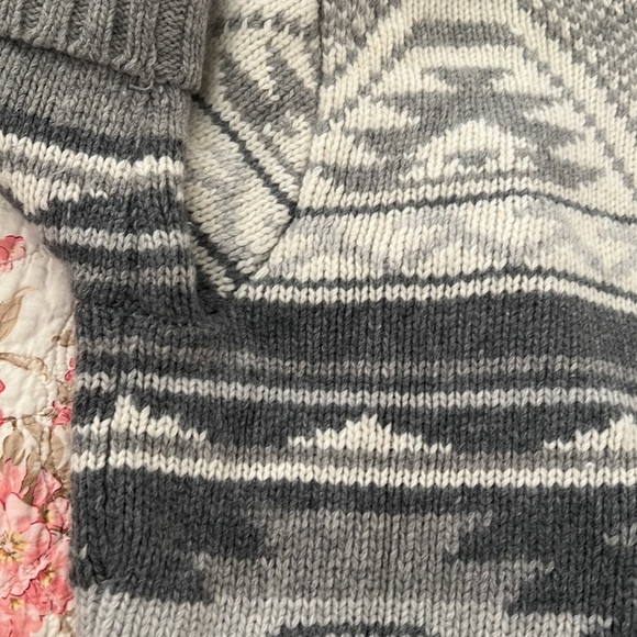 Lauren Ralph Lauren southwestern blanket pattern sweater vest grey ivory M - Picture 5 of 6